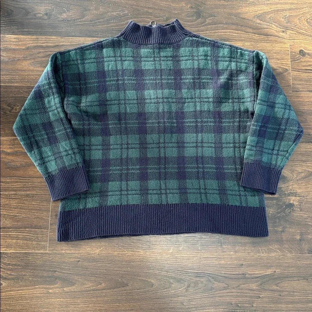 Talbots half zip plaid merino wool sweater - Picture 7 of 9